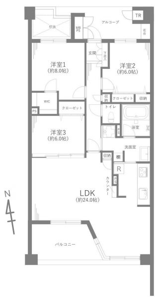 フォレストレイクひばりが丘Ｎ棟 間取図・土地図