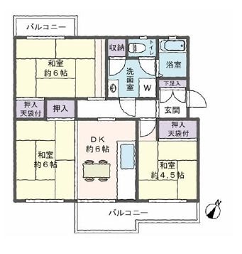 みつわ台2-46団地1棟 間取図・土地図