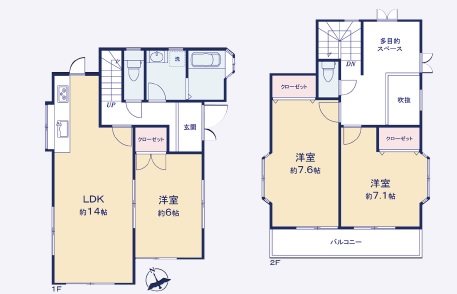 横浜市港南区上永谷２丁目中古戸建 間取図・土地図