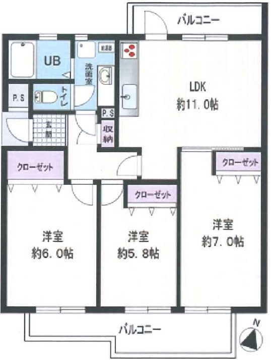 すすき野第2団地4街区11号棟 間取図・土地図