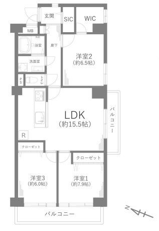 相模大野南台マンション 間取図・土地図
