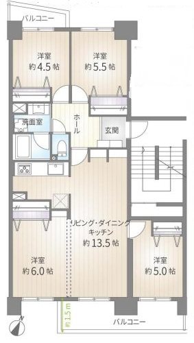 神奈川県横浜市旭区若葉台１丁目 間取図・土地図
