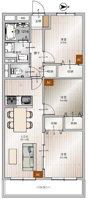 宇喜田カメリア 間取図・土地図