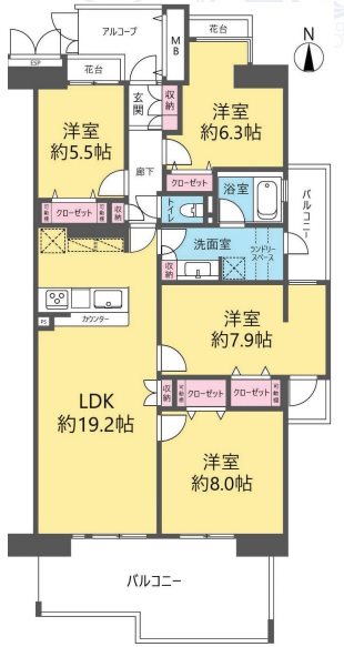 光が丘パークタウンいちょう通り東第二団地 間取図・土地図