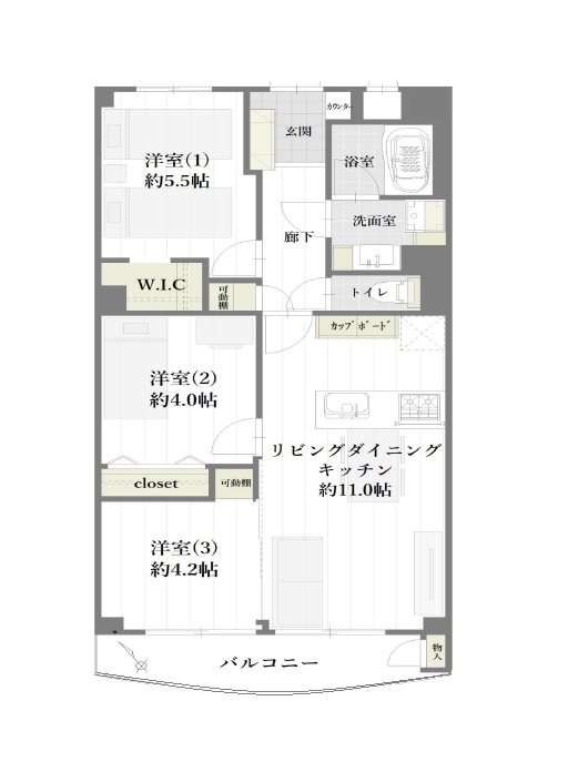 稲毛東映マンションＢ棟 間取図・土地図