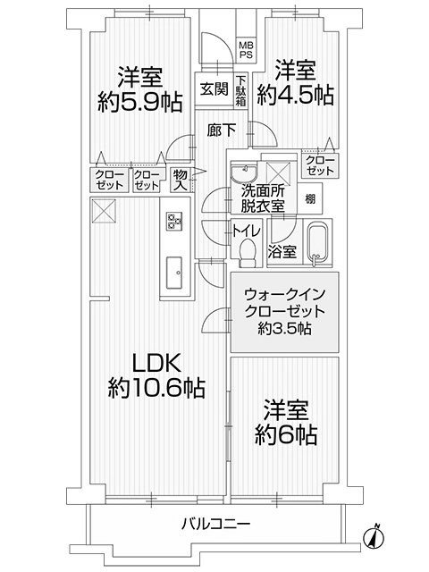 パレ平塚すみれ平四番館 間取図・土地図
