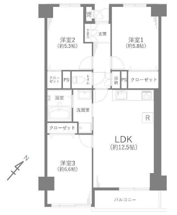 サザンコーポラスＡ棟 間取図・土地図