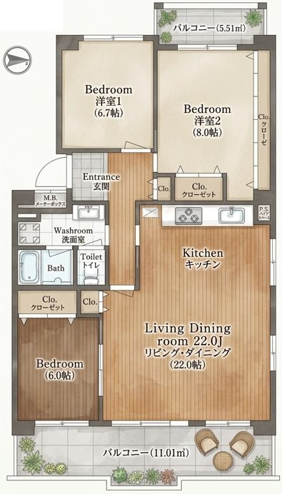 清新中央ハイツ１号棟 間取図・土地図