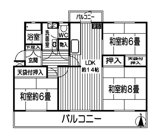 みつわ台3-13団地9棟 間取図・土地図