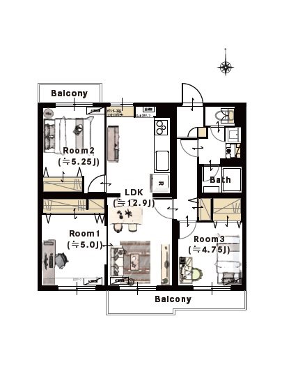 稲毛高浜北住宅 間取図・土地図