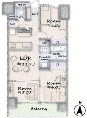 ライオンズシティ草加 間取図・土地図