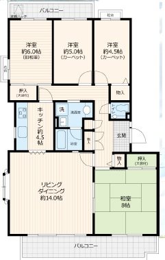 プロムナード多摩中央５－１－４号棟 間取図・土地図