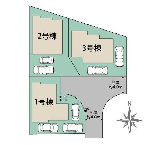小平市天神町３丁目新築戸建2号棟 全体区画図