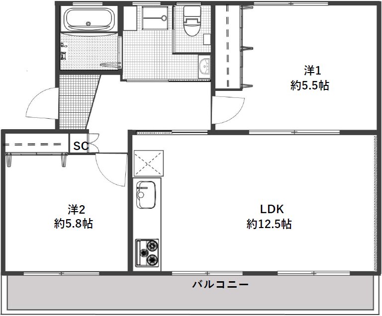 すすき野第2団地8街区1号棟 間取図・土地図