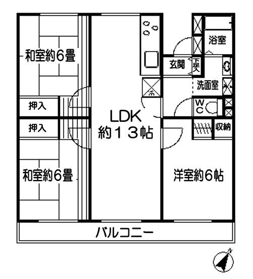 稲毛ファミールハイツ10棟 間取図・土地図