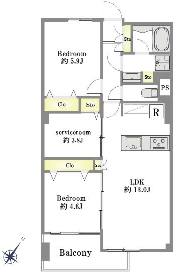 南砂住宅８号棟 間取図・土地図