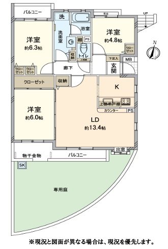 メガロン能見台４号棟 間取図・土地図