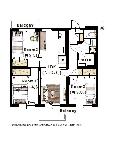 稲毛高浜南団地 間取図・土地図