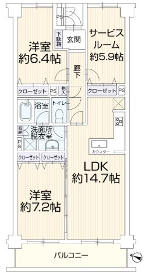 グランディーノ多摩ニュータウン永山　４０２ 間取図・土地図