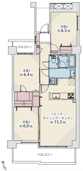 インペリアル東久留米Ｂ棟 間取図・土地図