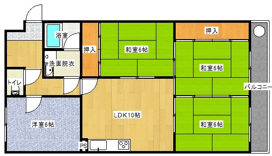 エメラルドハイツ牧山A棟 間取図・土地図