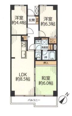 グリーンパーク西川口スカイハイツ 608号室 間取り図