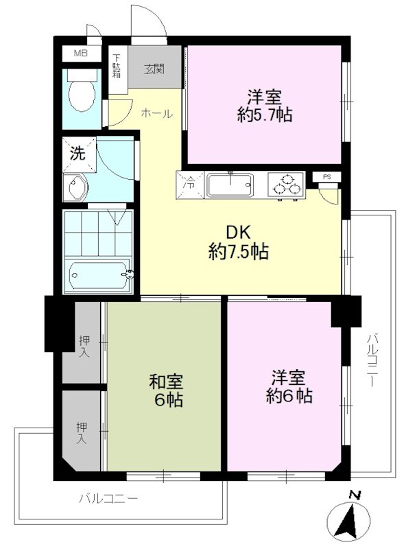 パラシオン川口 4F号室 間取り図
