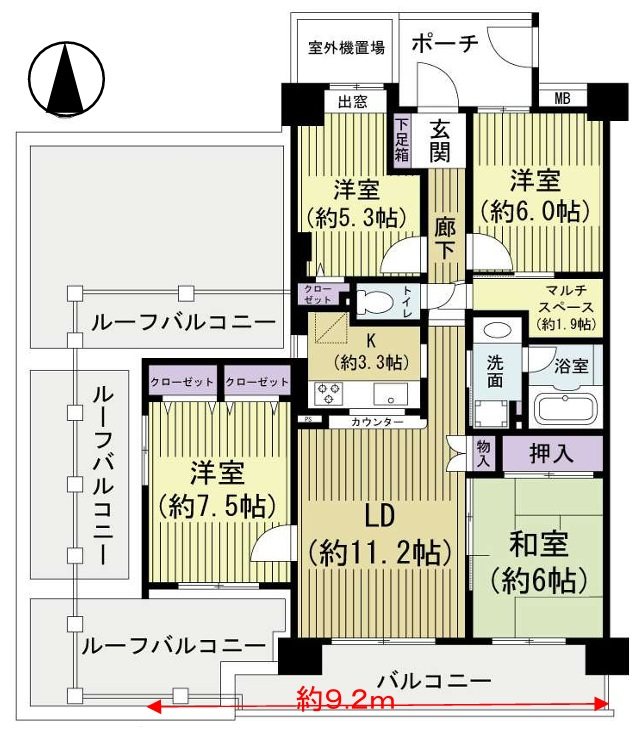 グリーンコーポ川口青木町公園 6F号室 間取り図