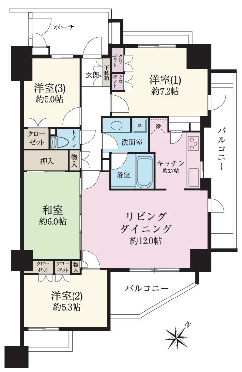シャリエ川口本町グリーンマークス 間取り図