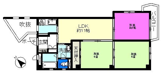 青木町ハイツ1号棟 5F号室 間取り図