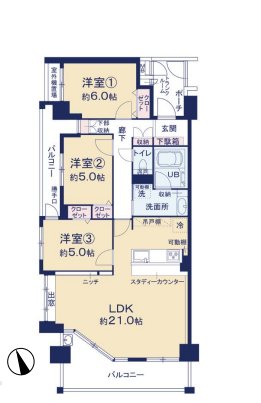 コスモ南鳩ヶ谷センターコート 間取り図