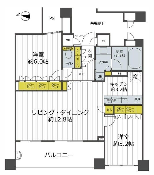 D'クラディア川口戸塚Ⅱ 3F号室 間取り図