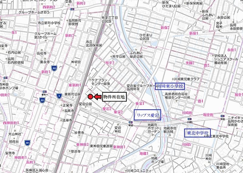 長岡市愛宕3丁目　売土地 現地案内図