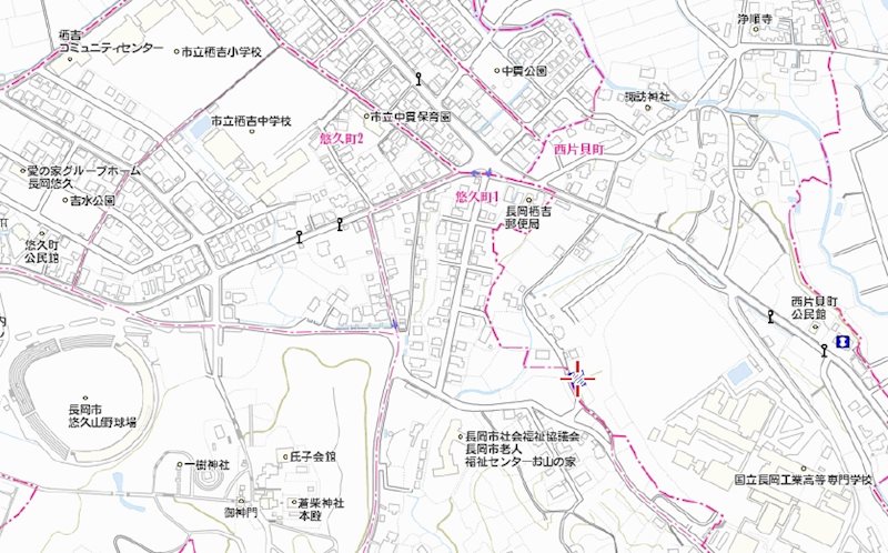 長岡市西片貝町、栖吉町　売土地 全体区画図