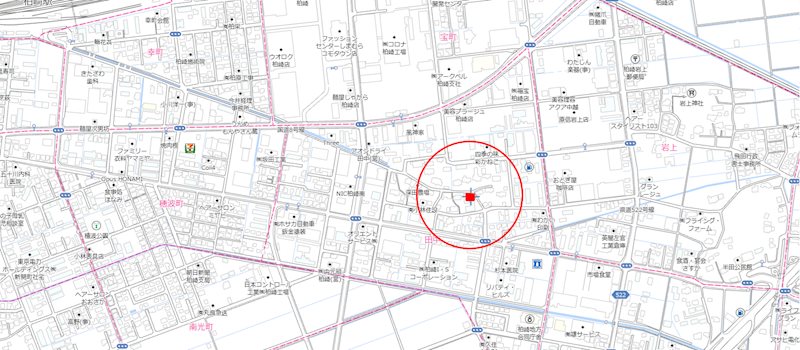 柏崎市田中字田屋の下 現地案内図