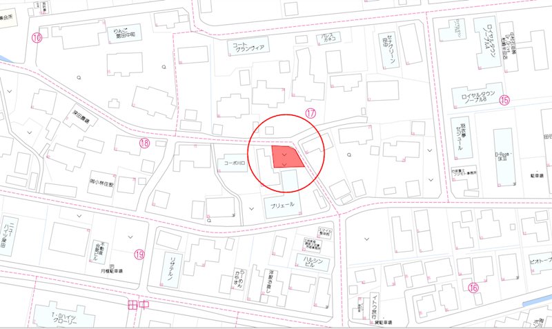 柏崎市田中字田屋の下 現地案内図