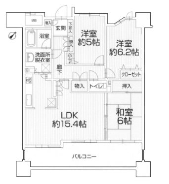 志賀本通シティハウス302 302号室 間取り図