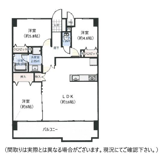 ラビデンス大野木 802号室 間取り図