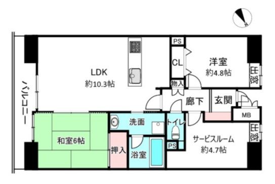 ライオンズマンション西岡崎1303 間取り図