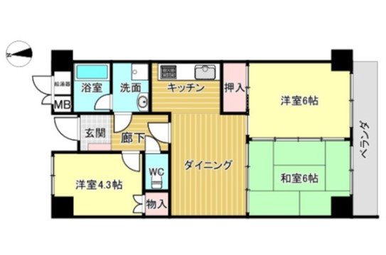 岩塚町スカイマンション401 間取り図