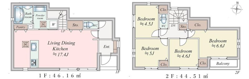 港北区篠原町　新築分譲　3号棟 間取図・土地図