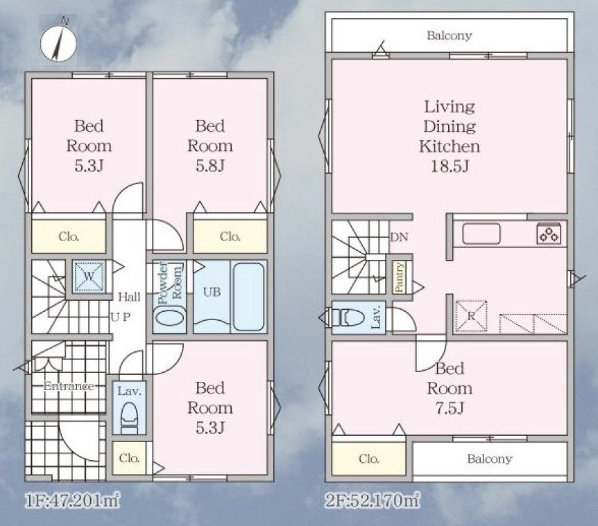 港北区仲手原2丁目　新築分譲　B号棟 間取図・土地図