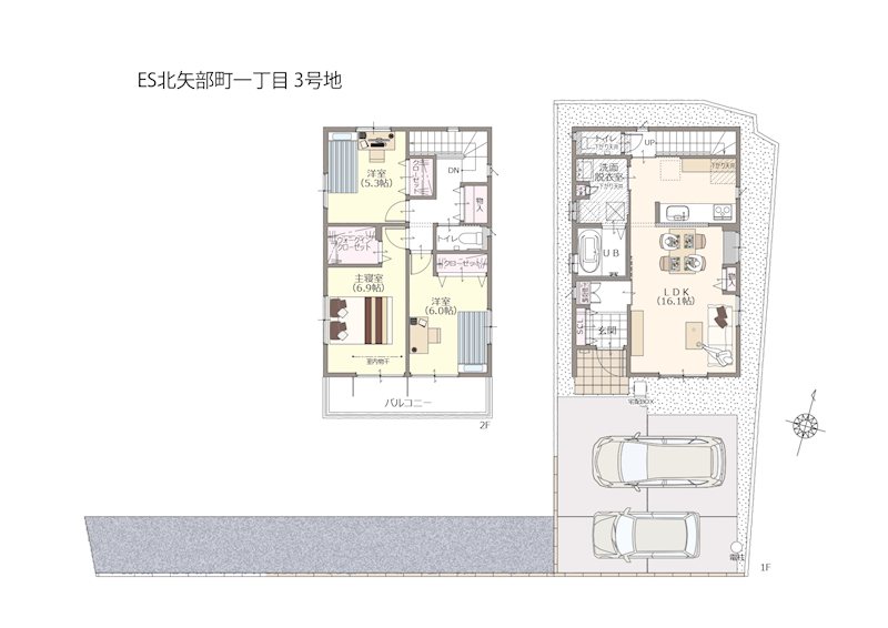 【静鉄不動産の新築分譲住宅】エバースクエア北矢部町一丁目3号地 間取図・土地図