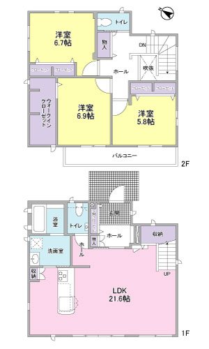 藤枝市南駿河台６丁目　戸建 間取図・土地図