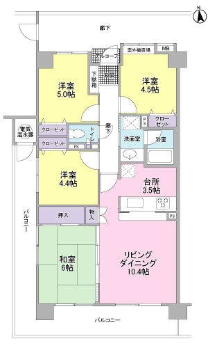 ウィスティリアコート平町 間取図・土地図