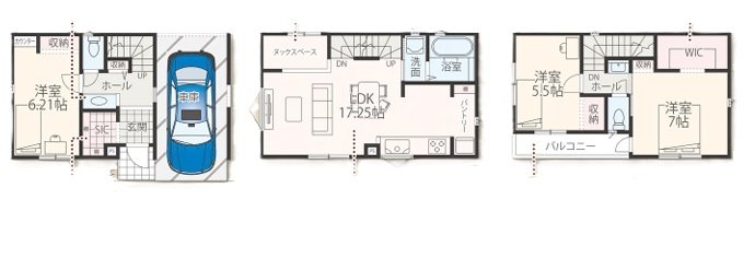 安浦町1丁目　新築戸建　1号棟 間取図・土地図