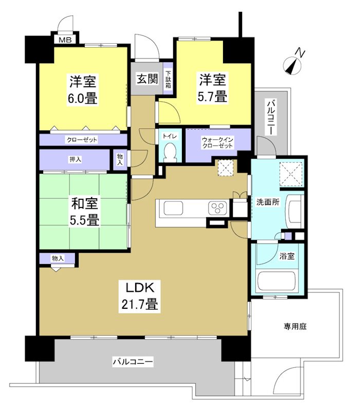 サーパス西塚柳通り  103号室 間取り図