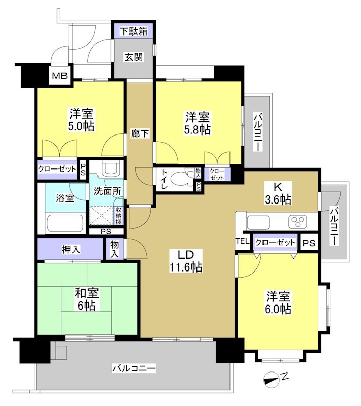 ネオステージ新津 1003号室 間取り図