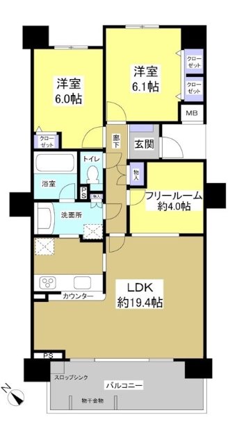 ウィスティリア鴨江 403号室 間取り図