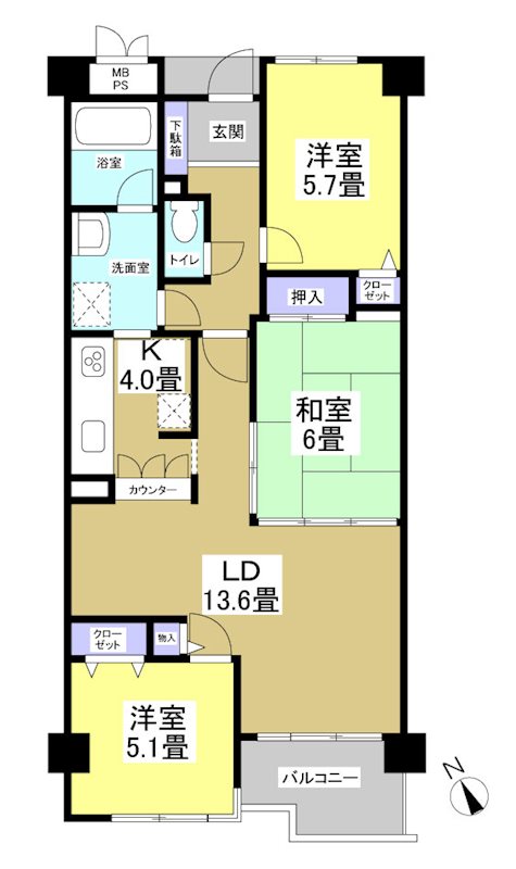 ロイヤルシャトー高丘東  102号室 間取り図